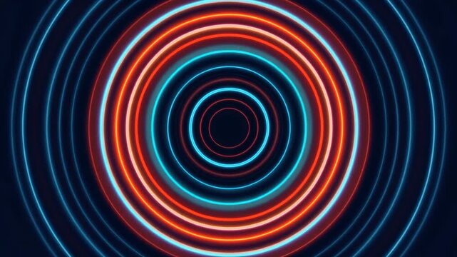 Mesmerizing video of pulsating red and blue waves expanding outward in a captivating motion graphic