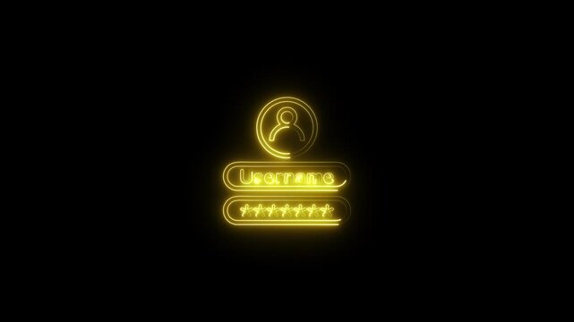 Neon yellow login interface animation for cybersecurity and digital access
