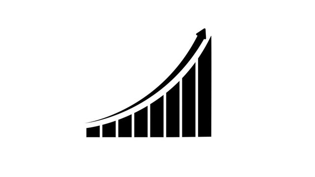 Business growth bar chart animation with rising arrow, financial success and performance concept graph