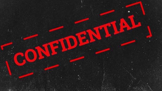 Red confidential stamp animation on black paper with confidential stamps appearing appearing dark background video red information classified restricted government with corporate