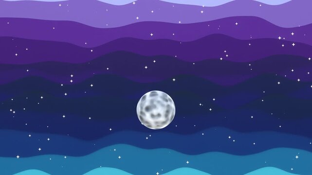 Peaceful Moonlit Night Sky with Stars Animated Background Landscape Loop