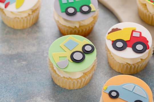 Birthday cupcakes for a boy birthday or gender reveal