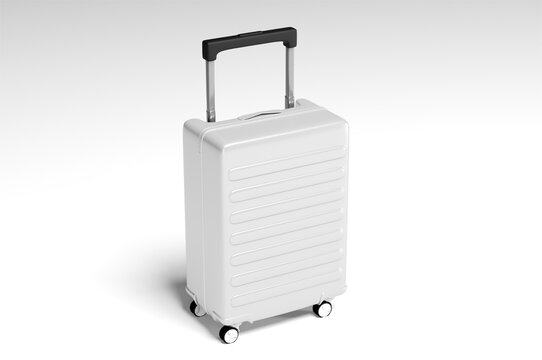 Isolated suitcase on a background Gray suitcase with wheels for towing Put on a white background. suitcase for travel isolated on transparent background . travel concept. Isolated suitcase trolley.
