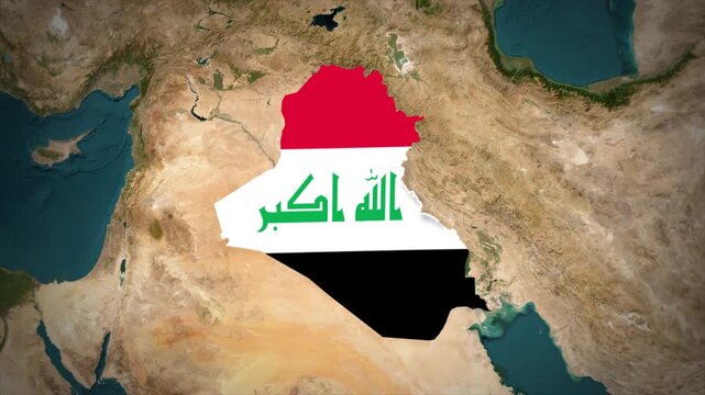 Iraq Map Highlight, Iraq Location Map, Iraqi Flag Map Animation, Middle East Country Geography, Iraq Territory Map, Western Asia Regional Map, Iraq Geographic Location