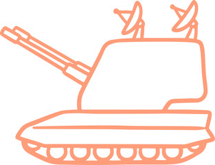 Obraz premium Modern Military Air Defense System Vector Doodle, Depicting Surveillance Vehicle with Cannon for Security Concepts.