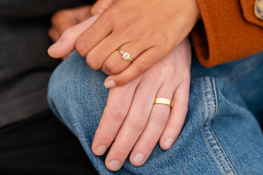 closeup hands wedding ring