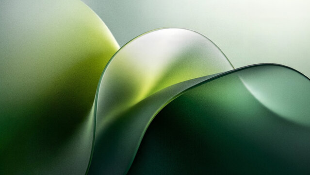 Abstract grainy glassmorphism background with blurred dark green lime and white frosted glass wavy aura ribbons over warm light gradient backdrop design.