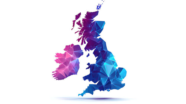 Polygonal representation of the united kingdom a vibrant vector illustration on a white background