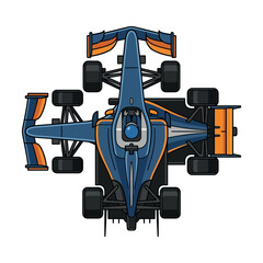 Fototapeta premium blue formula one car top view isolated