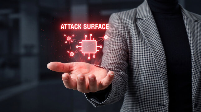 Attack Surface Concept with Businessman Holding Digital Icon