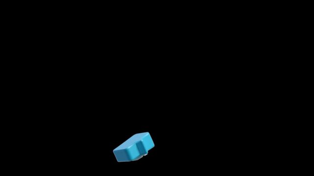 3D blue speech bubble with white thumbs up like button icon rotating on black background. Dynamic social media engagement call to action animation for YouTube, Instagram, TikTok and Facebook