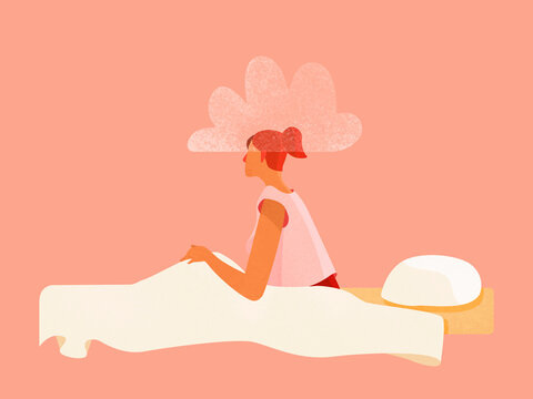 Young woman suffering from insomnia, having trouble sleeping