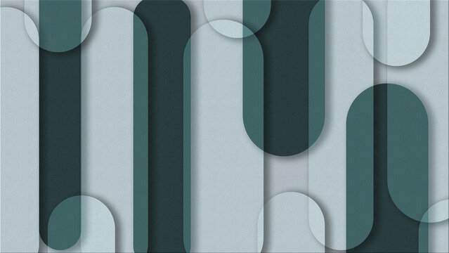 Geometric abstract background with rounded rectangles and circles in muted teal and grey tones.