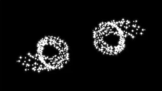 glitter stars particles background overlay, glowing doodle stars, luxury white glitter sparkles star trail on black screen background. twinkling starlight line 4k animation.