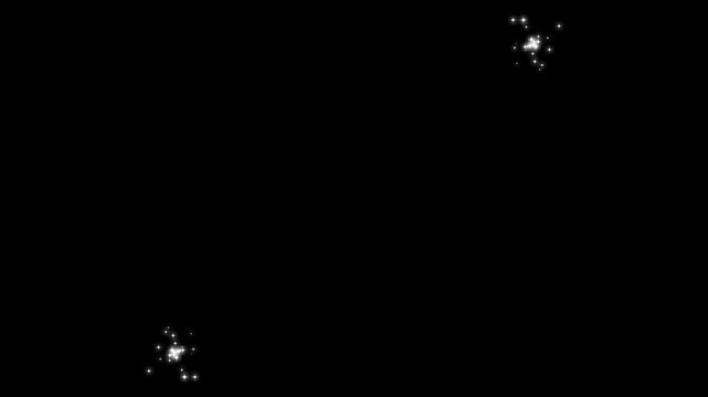 magic sparkles glitter line stars white cartoon blinking stars, glittering flat vector doodles,  shining particles, magical dust path on a black screen 4k video. fairy dust shimmer and light.