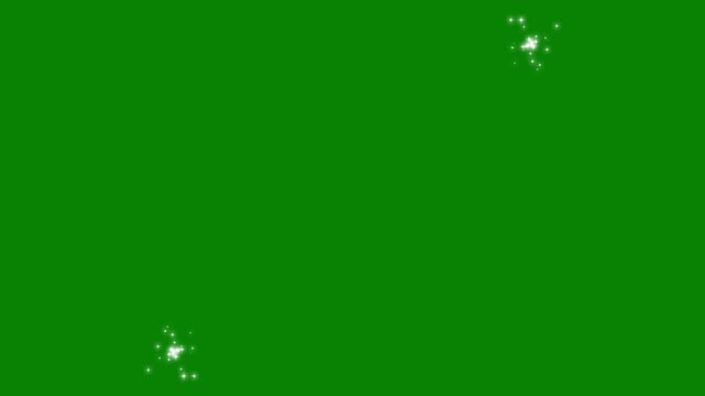 magic sparkles glitter line stars white cartoon blinking stars, glittering flat vector doodles,  shining particles, magical dust path on a green screen 4k video. fairy dust shimmer and light.