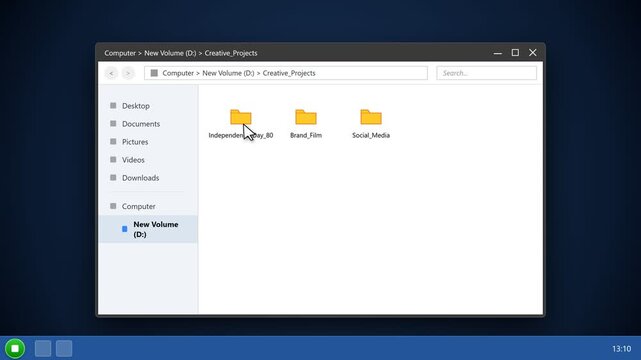 Computer user navigating file explorer to browse and preview data. 4K Video