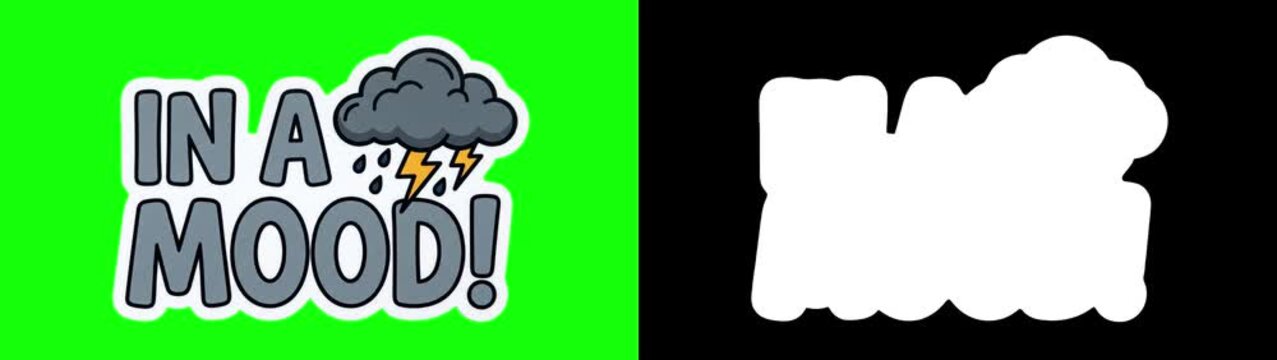 Grumpy mood humor sticker pack collage, bad mood badges, stop motion animation on green screen