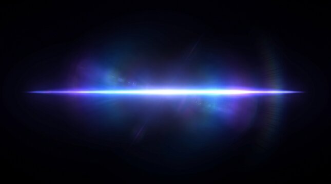 Vibrant blue light streak on dark background with glowing effect with streak across bright blue horizontal technology futuristic colorful abstract element graphic with design
