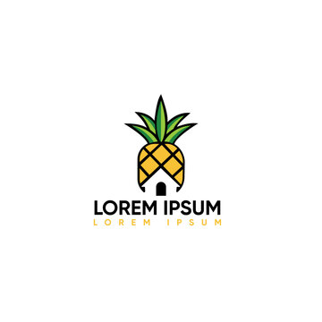 Pineapple House Real Estate Logo Vector Template