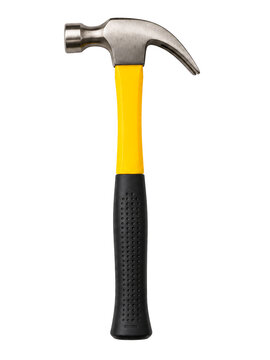 Claw hammer with red handle isolated