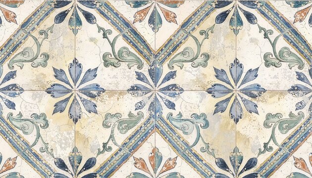 Italian ceramic tile inspired vintage pattern background