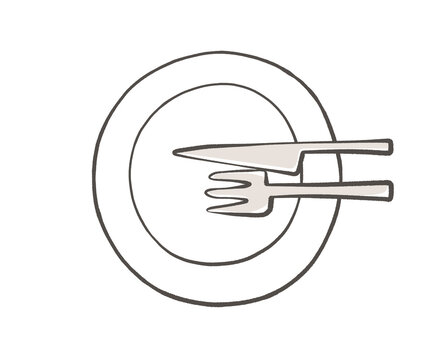 【テーブルマナー】カトラリーのサイン　食事終了（フランス式の例）