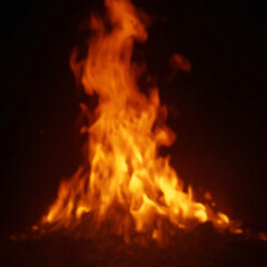 Fototapeta premium Realistic Fire Flames on Black Background