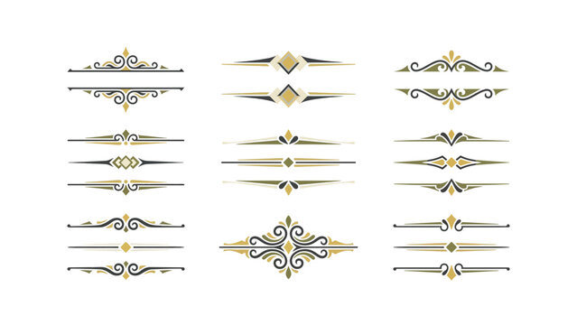 Set of elegant vintage dividers and decorative ornamental text separators for book pages and greeting cards in black and light