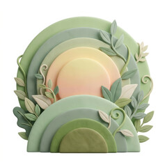 Obraz premium Subtainability Soft 3D Illustration soft 3d illustration of sustainable pastel rainbow and leaf circle art