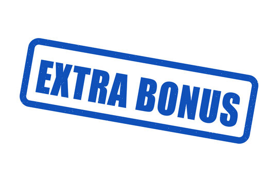 Blue neon extra bonus sign isolated on a black background