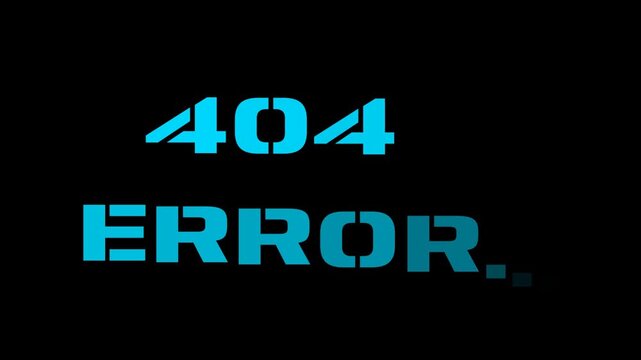 404 error glitch digital screen Suitable for website error pages or technology related designs.4k animation with alpha channel on transparent background