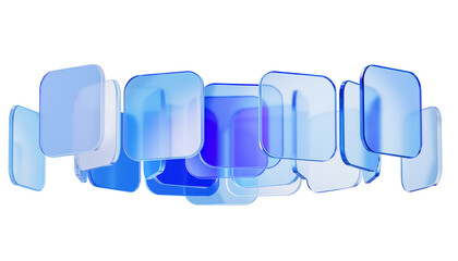 Obraz premium Abstract blue glass floating panels for technology background. Cloud computing concepts, IT corporate websites, or futuristic UI app interface design layouts. 3d rendering