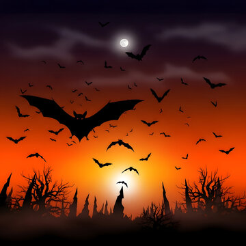 halloween background with bats