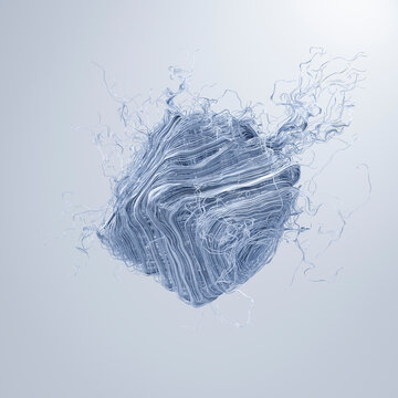 Abstract dissolving square, 3d rendering