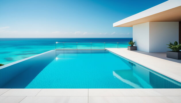 Luxury infinity pool overlooking the ocean 高級リゾートのインフィニティプール