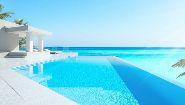 Infinity pool with crystal clear ocean view クリスタルクリアな海とプール