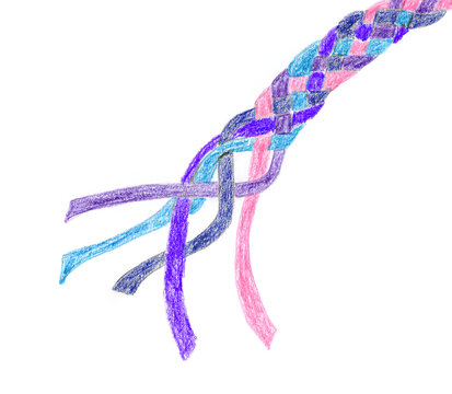 Colorful braided pencil drawing representing teamwork and connection