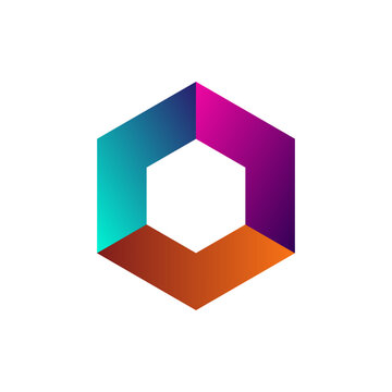Colorful gradient hexagon logo design vector illustration isolated on white