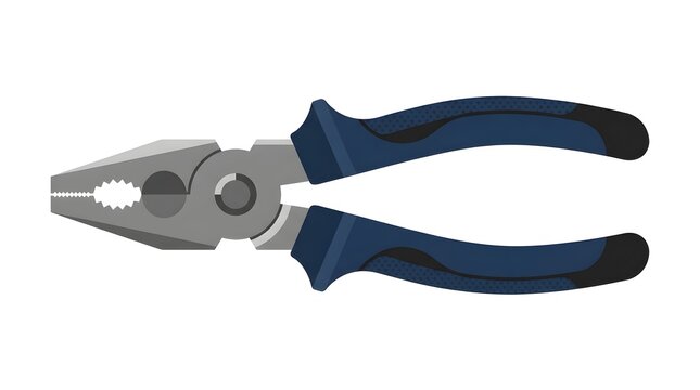 Flat vector illustration of standard pliers with blue handles. Isolated on white background. Suitable for electrical, DIY, hardware, and repair projects.