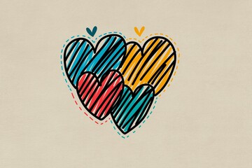 Colorful hand drawn heart illustration representing love