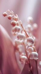 Obraz premium Elegant lily of the valley on a soft pink background, perfect for mobile wallpaper.