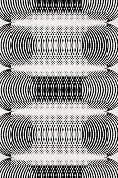 Black and white geometric moire pattern creates an optical illusion
