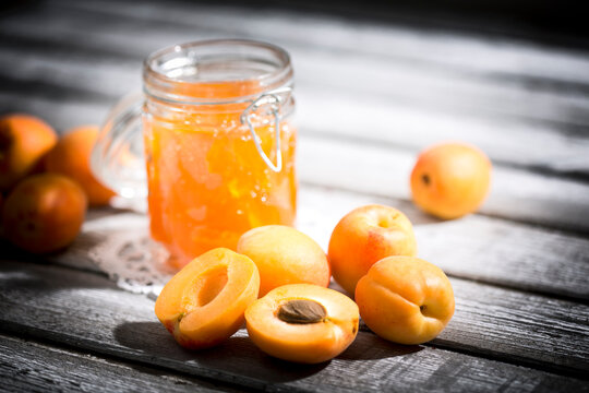 Apricot jam and apricots, Prunus Armeniaca
