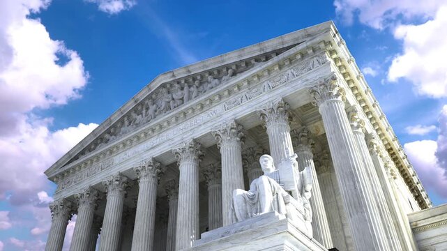 United States Supreme Court Building Exterior in Washington DC Under Blue Sky