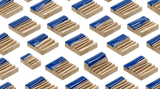 Blue matchboxes with wooden matches.