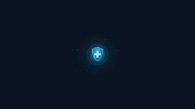 Colorful flat design medical shield blocking viruses and bacteria in motion graphics animation