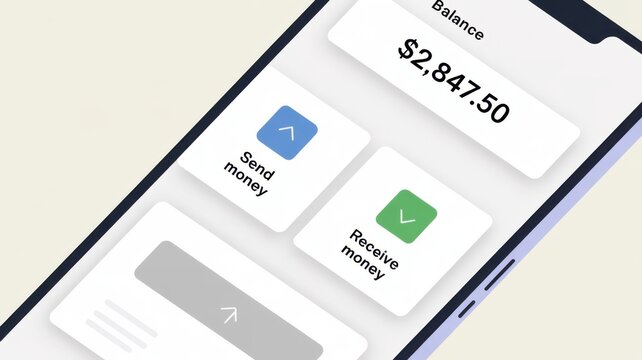 Modern mobile application interface design for a clean digital banking platform layout
