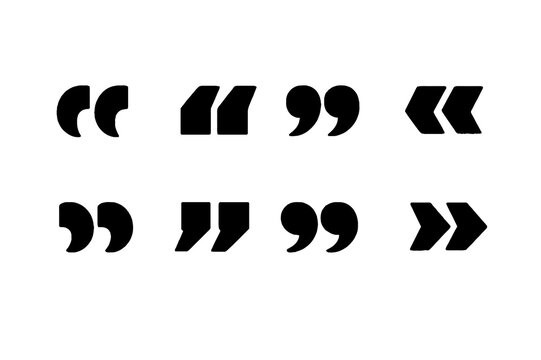 Quotation Mark Icon Set &ndash; Quote, Speech and Typography Glyph Symbols