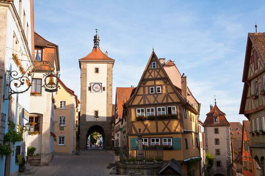 The Siebersturm tower stands at Pl�nlein in Rothenburg ob der Tauber